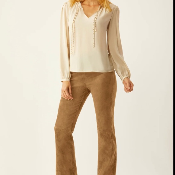 Shari’s place palm beach genuine Italian suede boot cut elastic waist pants - Picture 2 of 8